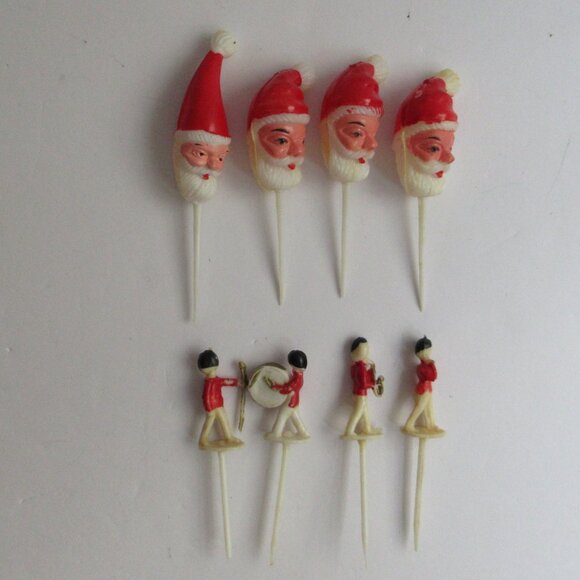 17 pc Christmas Cupcake Picks Santa Heads,  Soldiers, Candle Holders + Spir-It - Picture 6 of 15